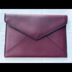 Rebecca Minkoff Wine/Burgundy Envelope Clutch Excellent Condition